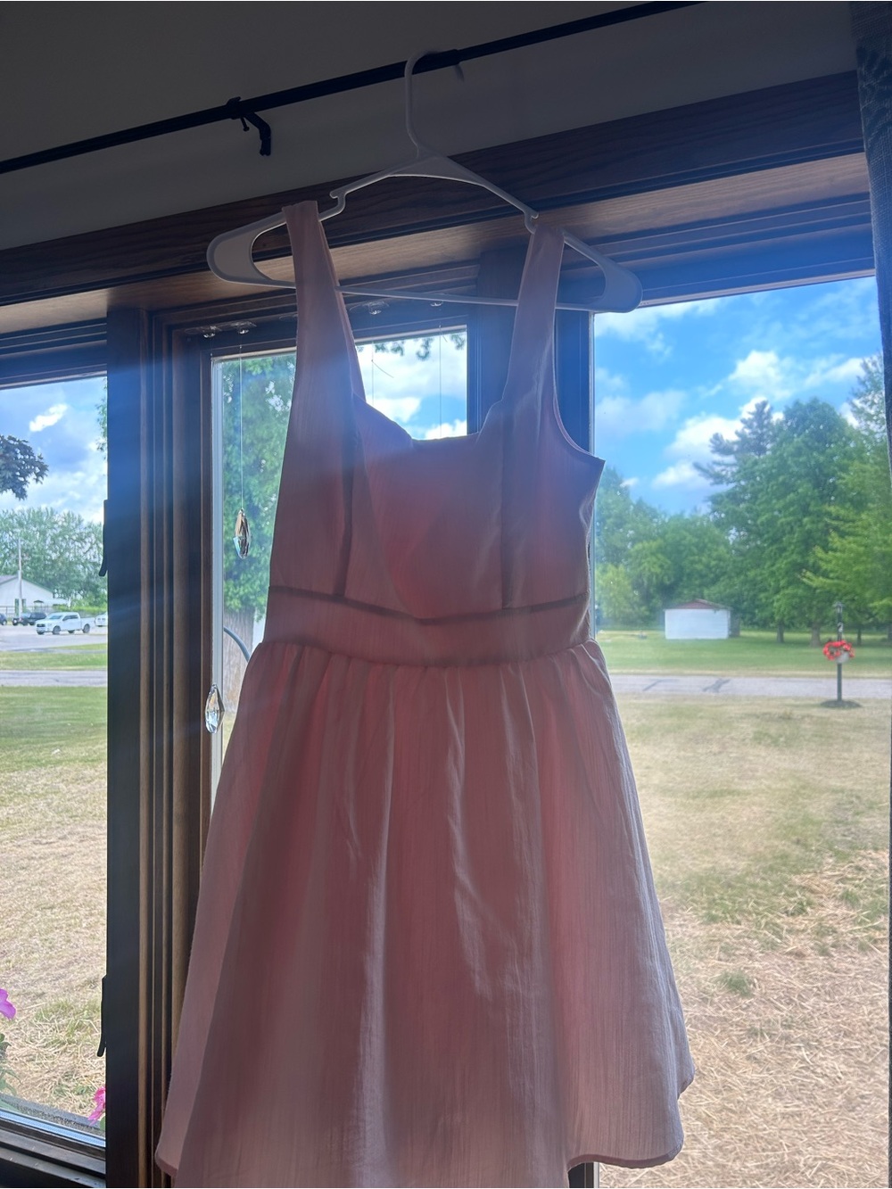 Sleeveless Pink square neck Dress